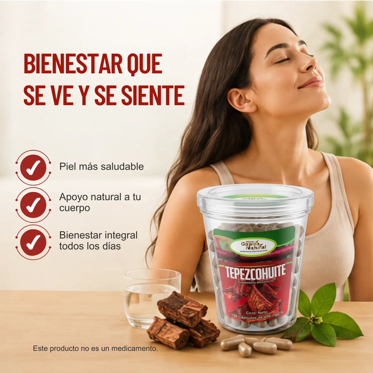 Tepezcohuite; 150 Capsulas, Cosmo Natural.