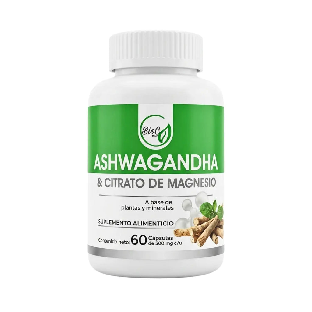 Ashwagandha y citrato de magnesio; 60 cápsulas, Bioc.