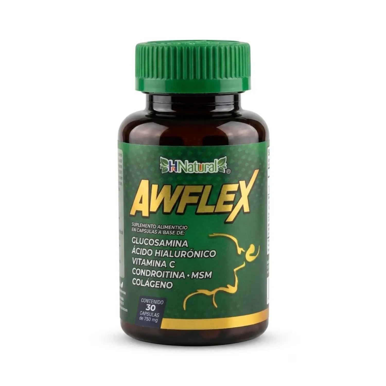 Awflex; 30 cápsulas de 750mg, Healthier natural.