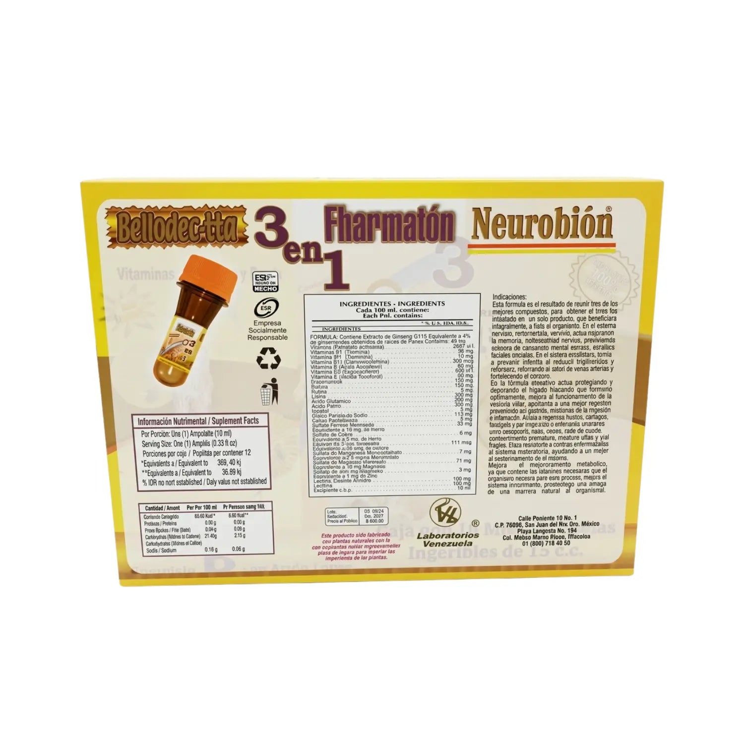 Bellodec-tta, 3 en 1; 10 Microbotellas, Labs Venezuela.