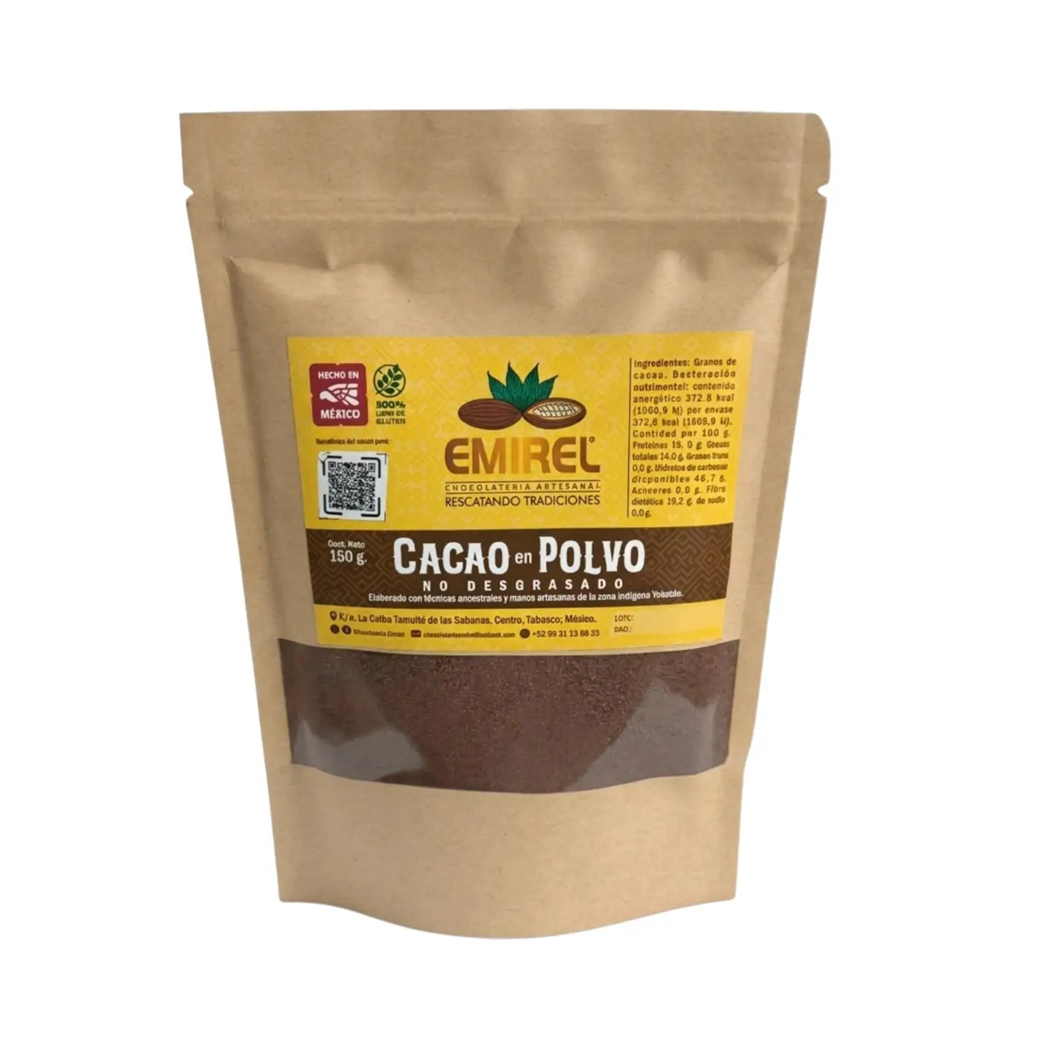 Cacao en polvo; 150gr, Emirel ( No desgrasado )