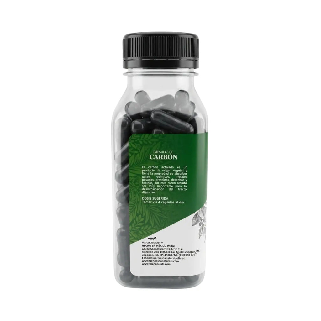 Capsulas de Carbón; 150 Capsulas 500mg, Shanova.