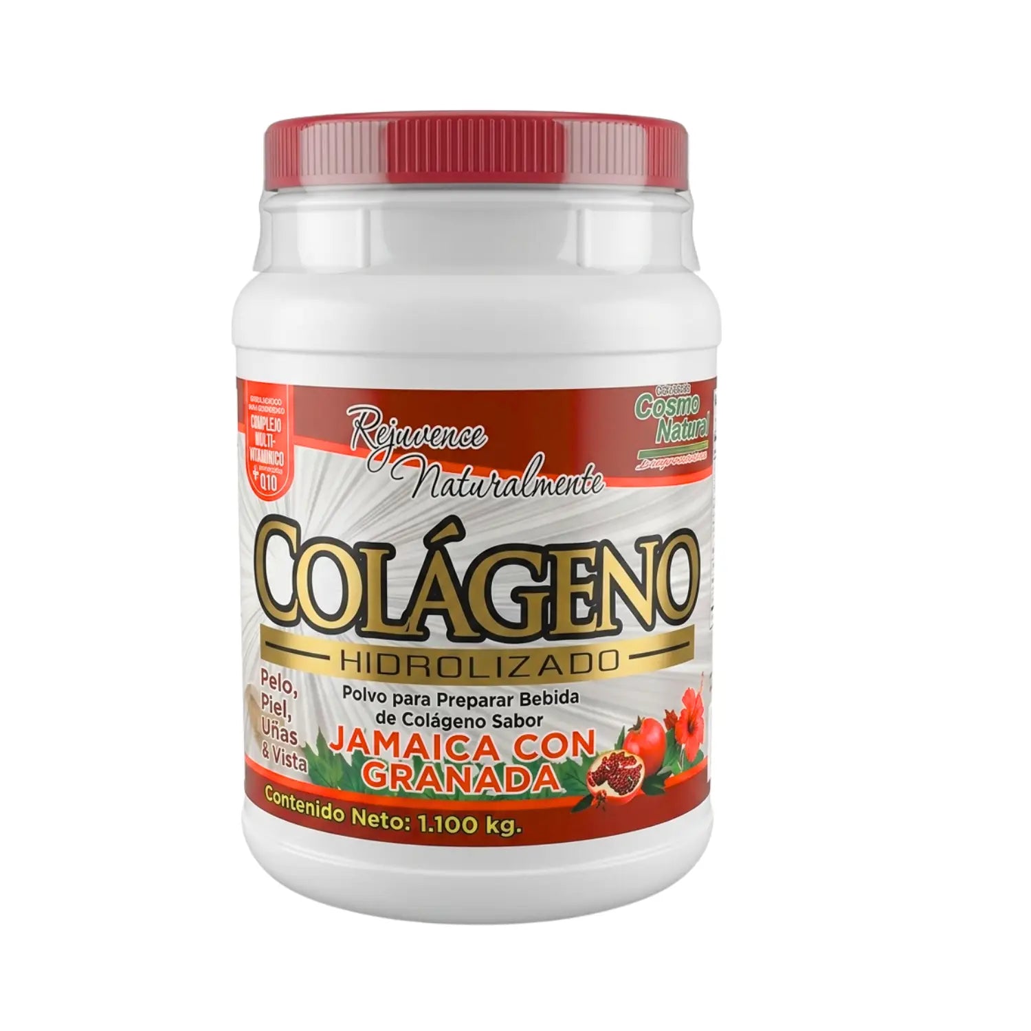 Colágeno Hidrolizado Jamaica+Granada;1,100 Kg, Cosmo Natural.
