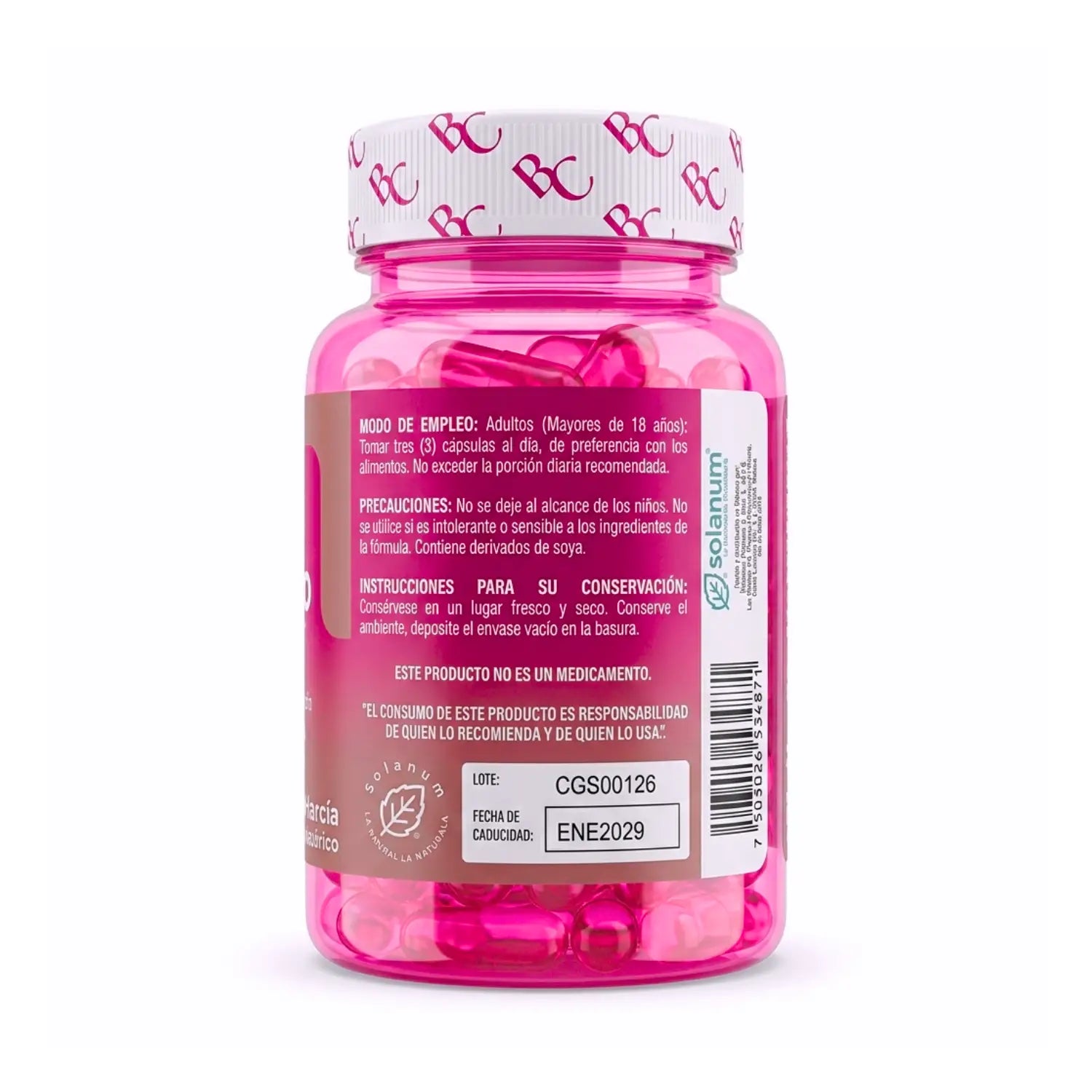 Colágeno; 180 Capsulas de 500mg, Solanum.