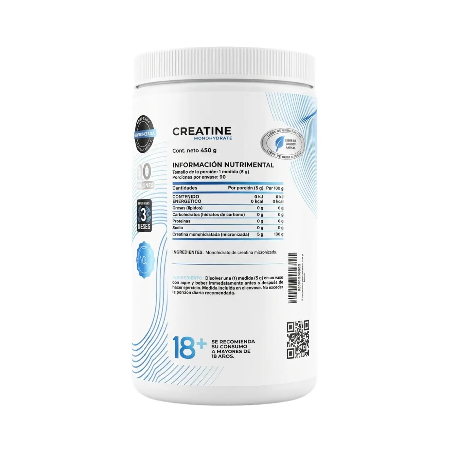 Creatine monohydrate polvo ; 450g, Blife.