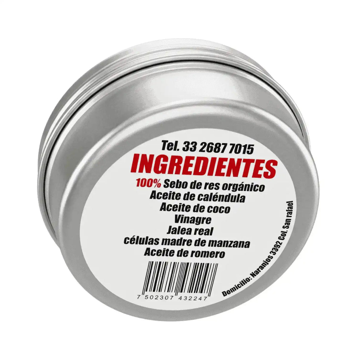 Crema Sebo de Res; 50grs. Natural U.
