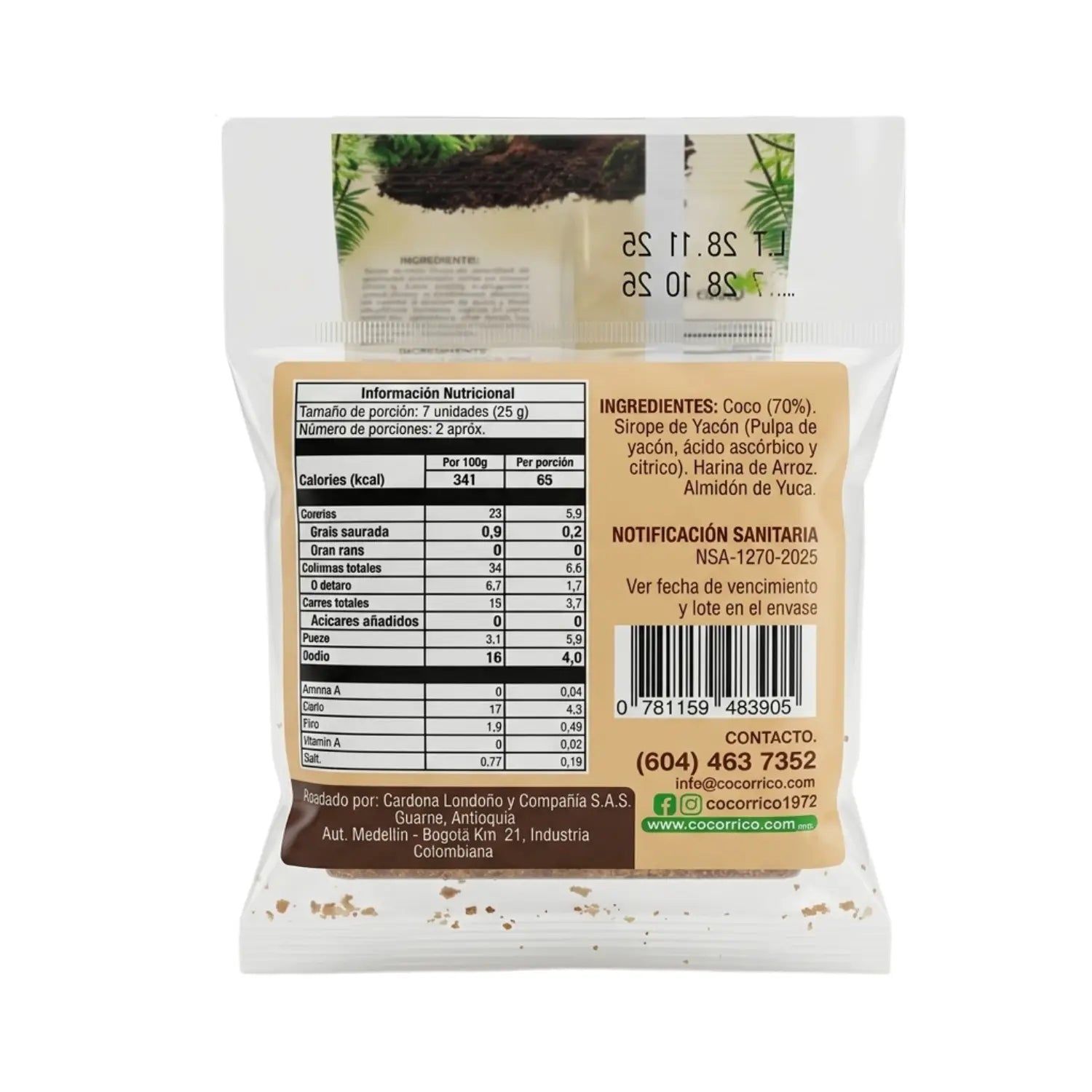Dulce de coco con yacón ; 50gr.