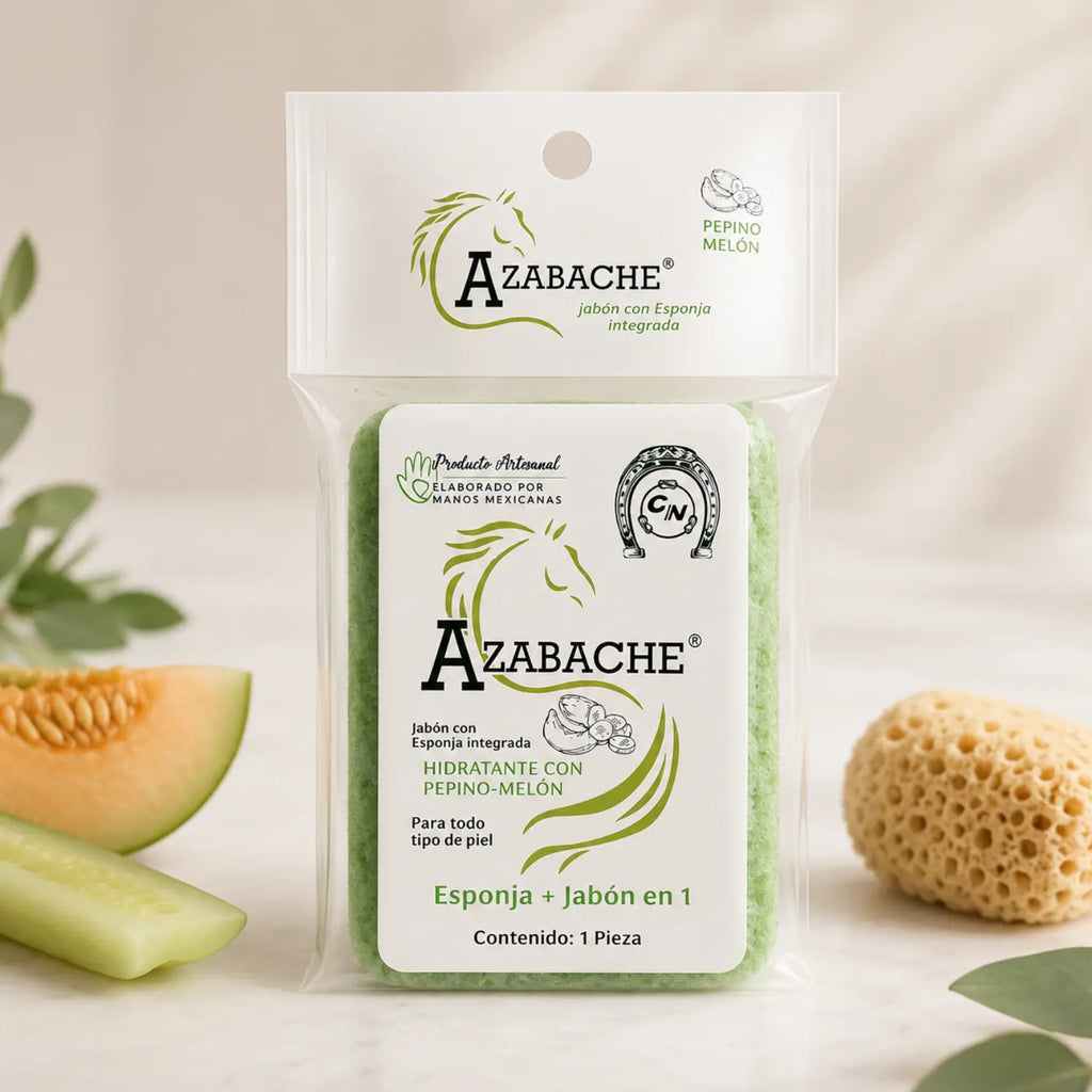 Jabon con Esponja Hidratante; Pepino Melon Azabache; Cosmo Natural