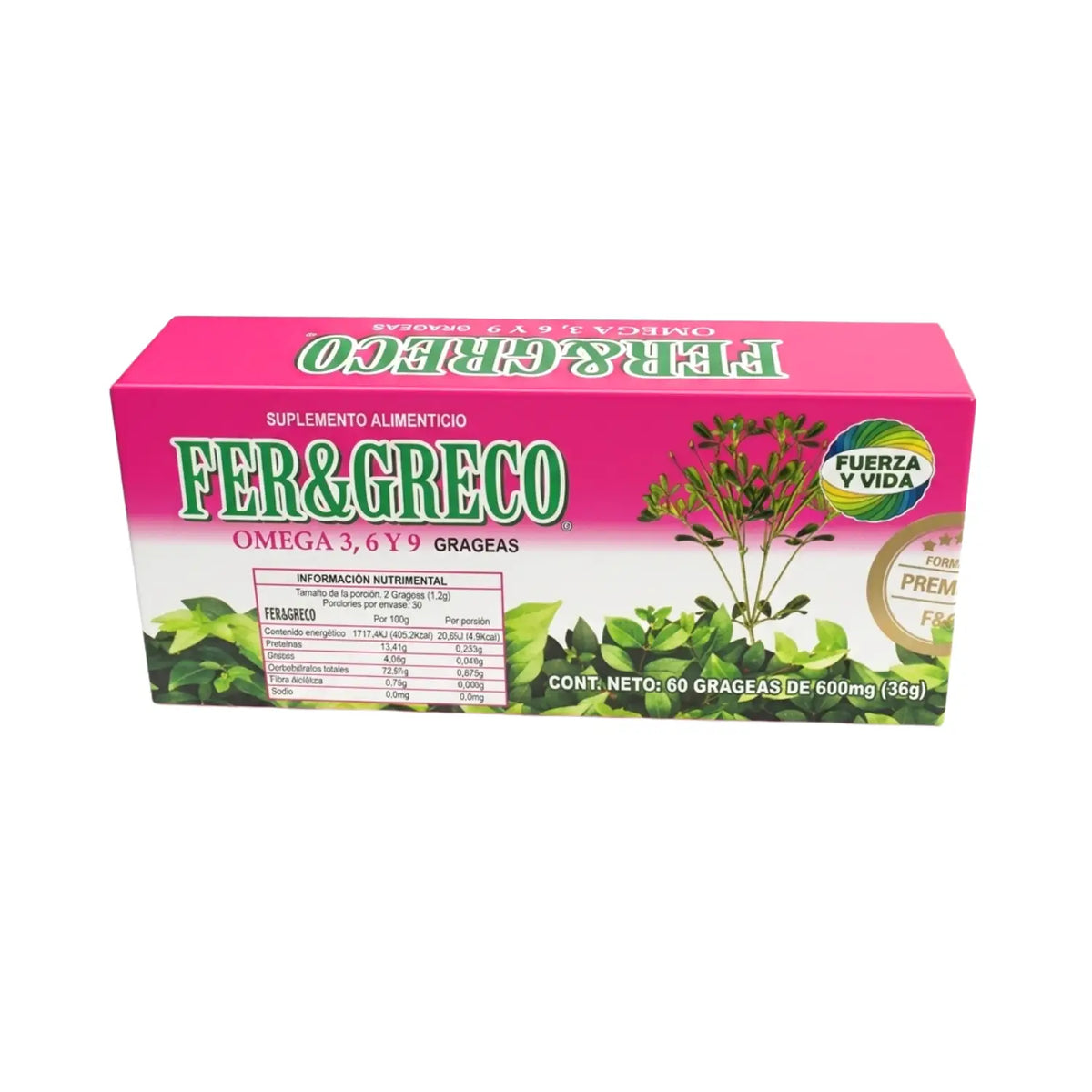 Fer&greco; 60 Grageas, Fuerza y Vida.
