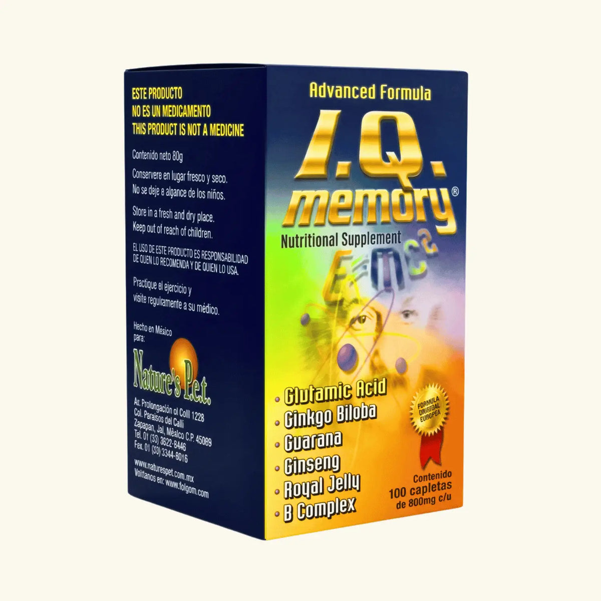 I.Q. Memory; 100 Tabletas de 800mg, Natures Pet.