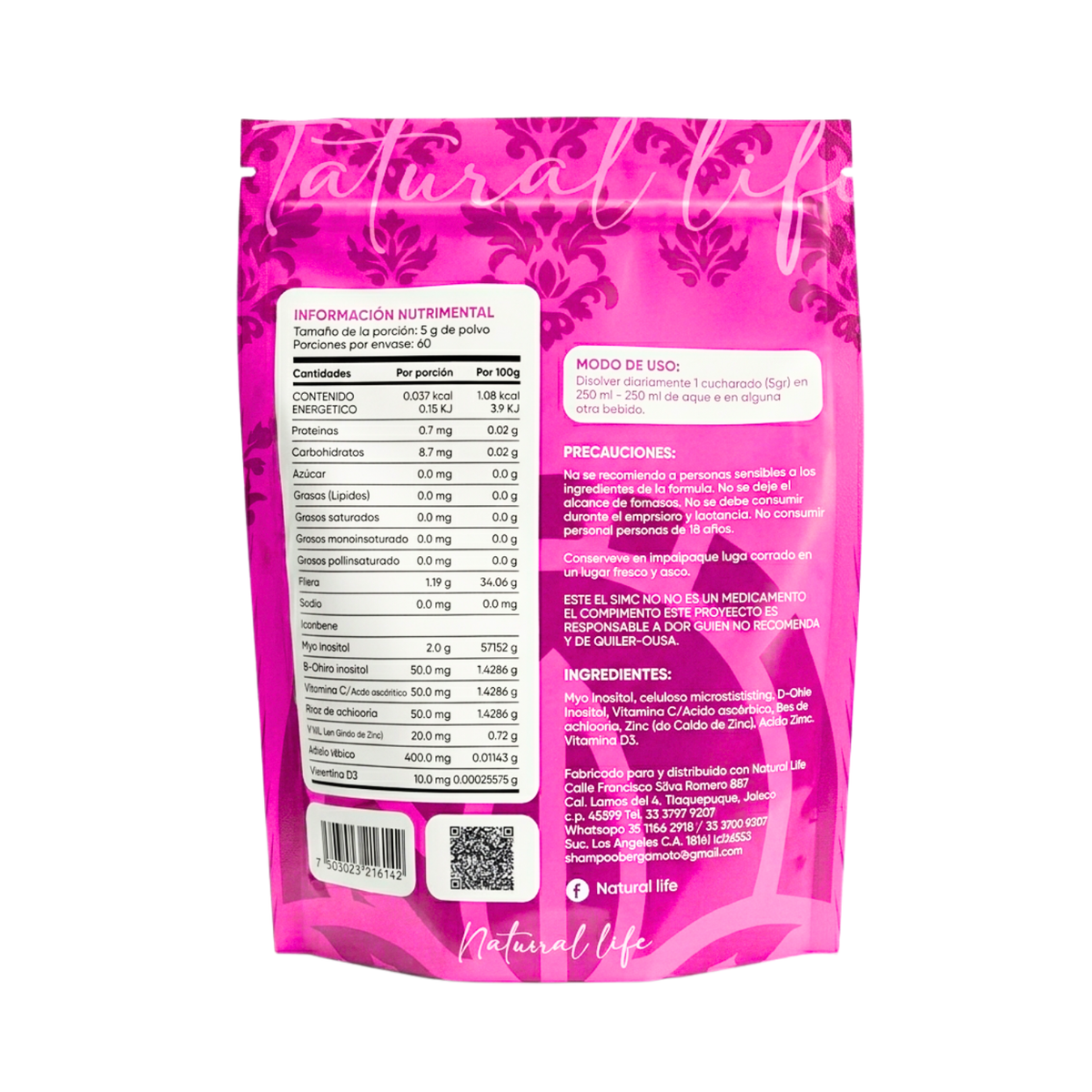Inositol Polvo: 300gr, Natural Life.