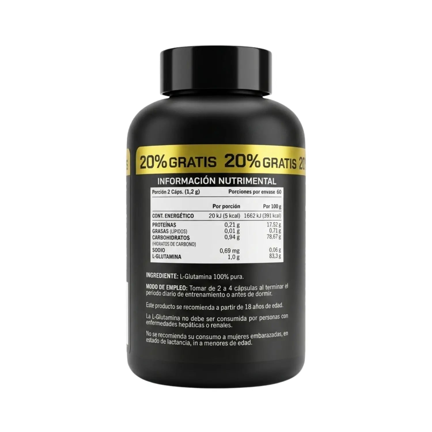 L-Glutamina;120 Capsulas 600mg; ProWinner.