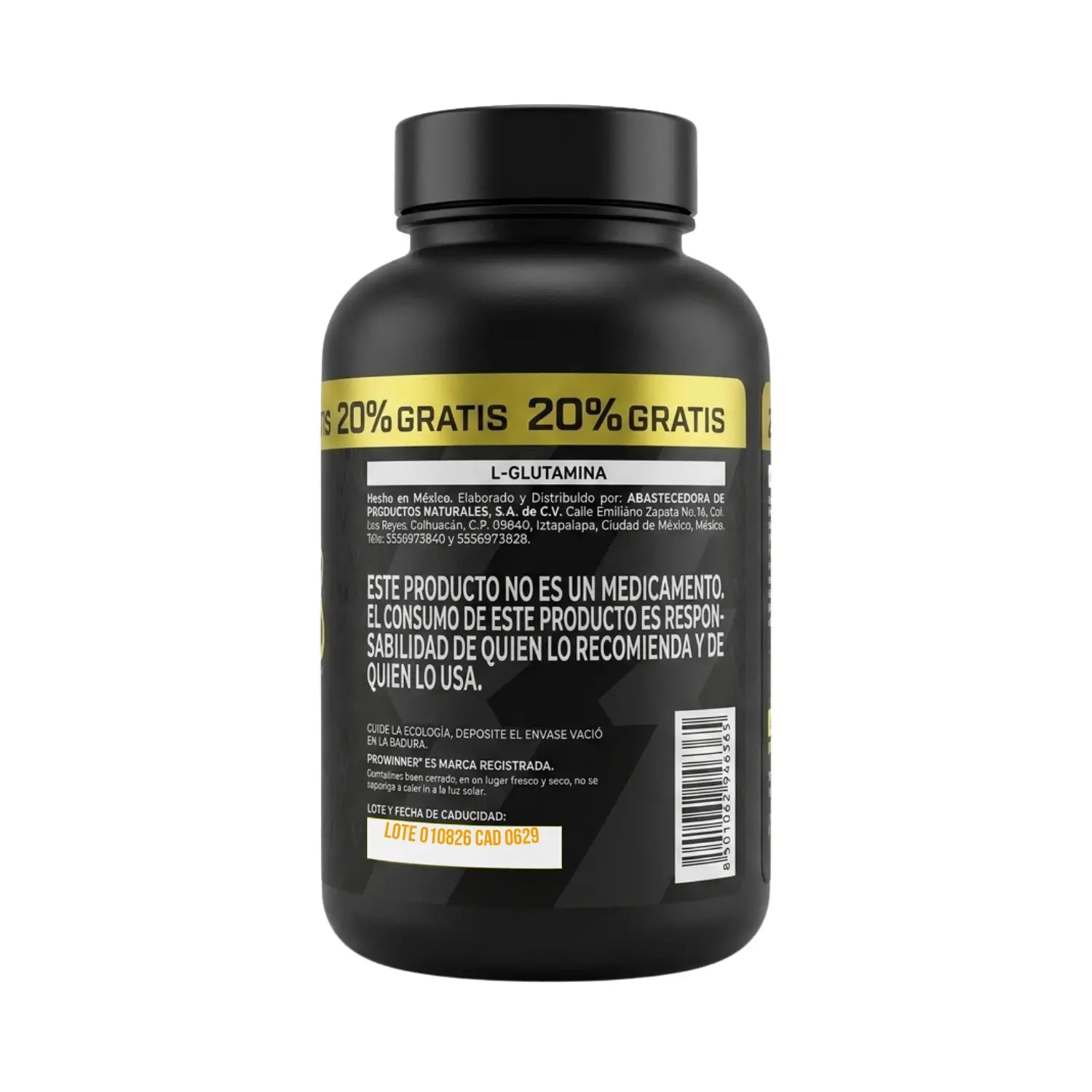 L-Glutamina;120 Capsulas 600mg; ProWinner.