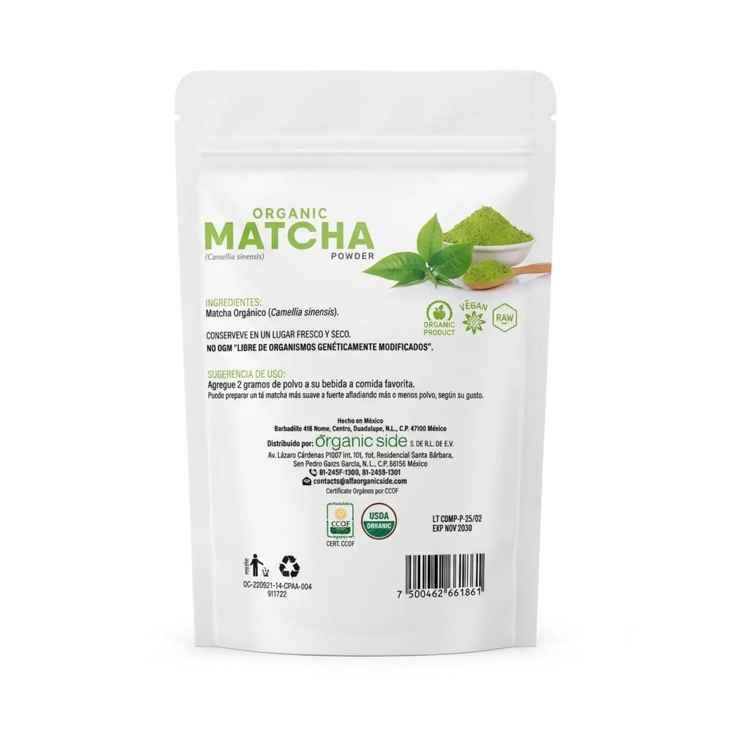 Polvo Matcha; 100gr, Organic Side.