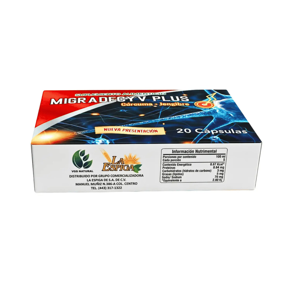 Migradecyv Plus; 20 Capsulas, La Espiga.