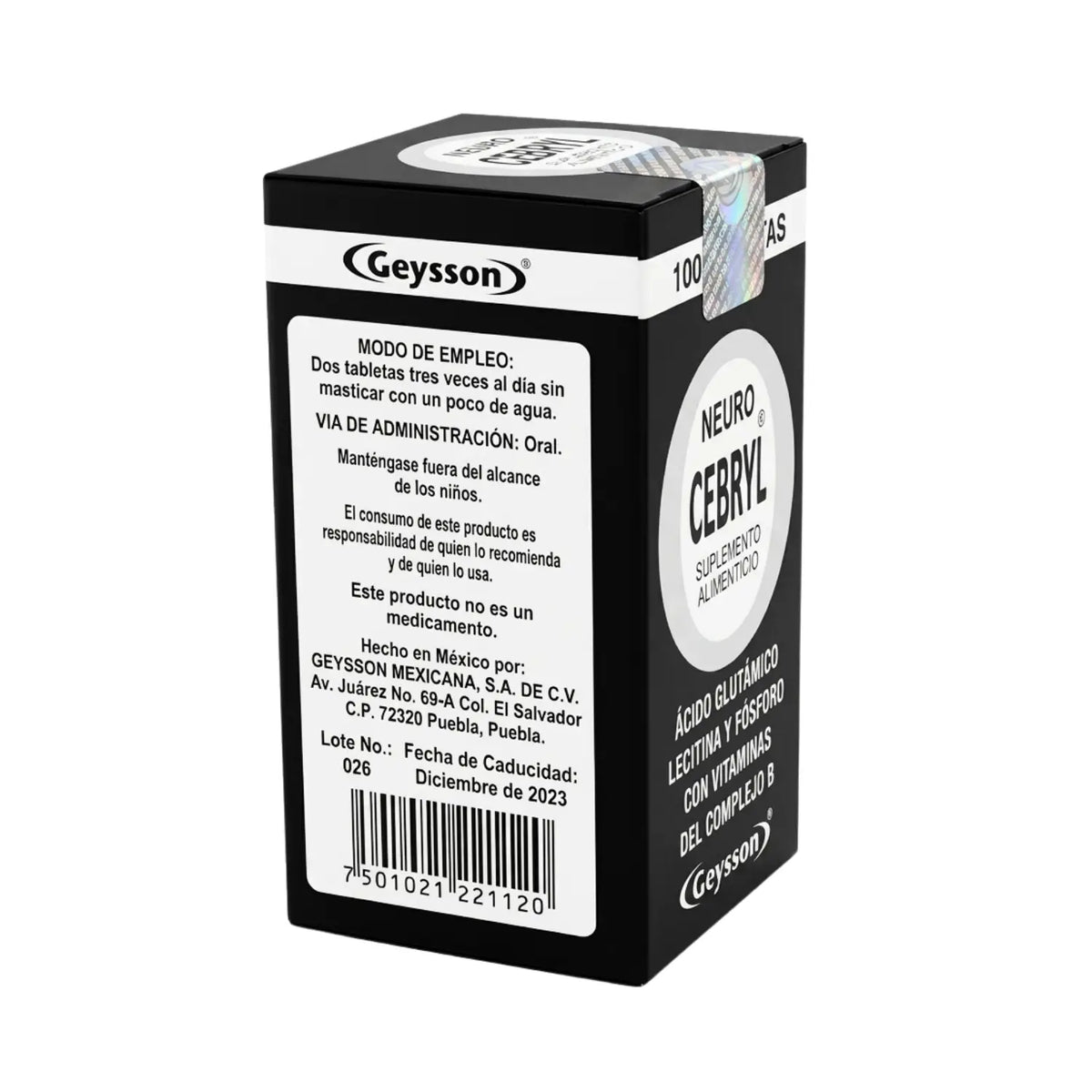 Neuro Cebryl ;100 Tabletas, Geysson.