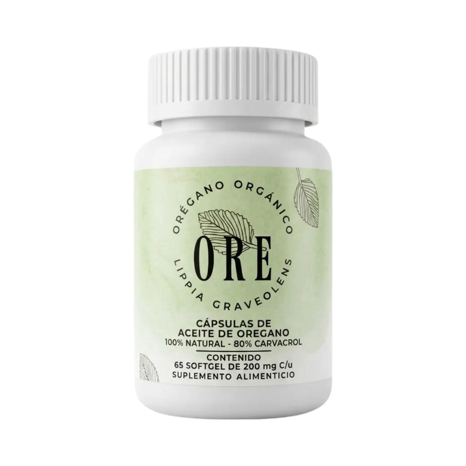 Cápsulas de orégano; 65 softgel de 200mg, Ore.