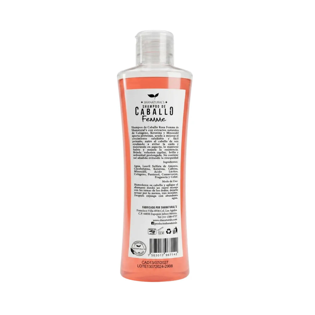 Shampoo de Caballo Femme c/ Minoxidil; 500ml, Shanaturals.