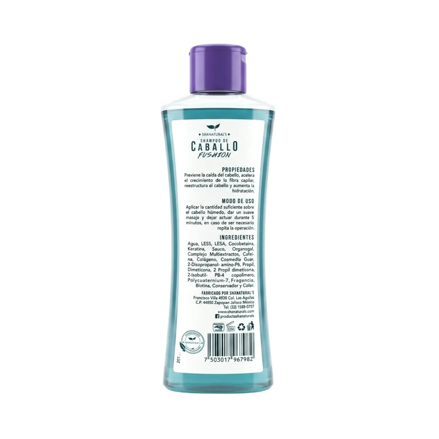 Shampoo caballo Fishion Bergamota, Biotina; 500 mL; Shanaturals