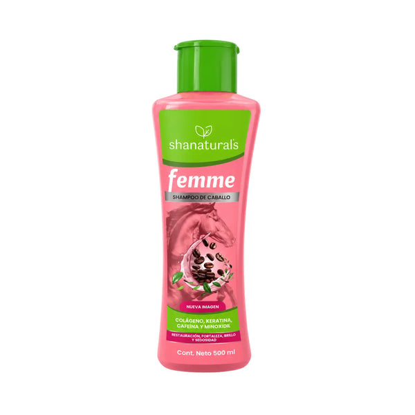 Shampoo de Caballo Femme c/ Minoxidil; 500ml, Shanaturals.