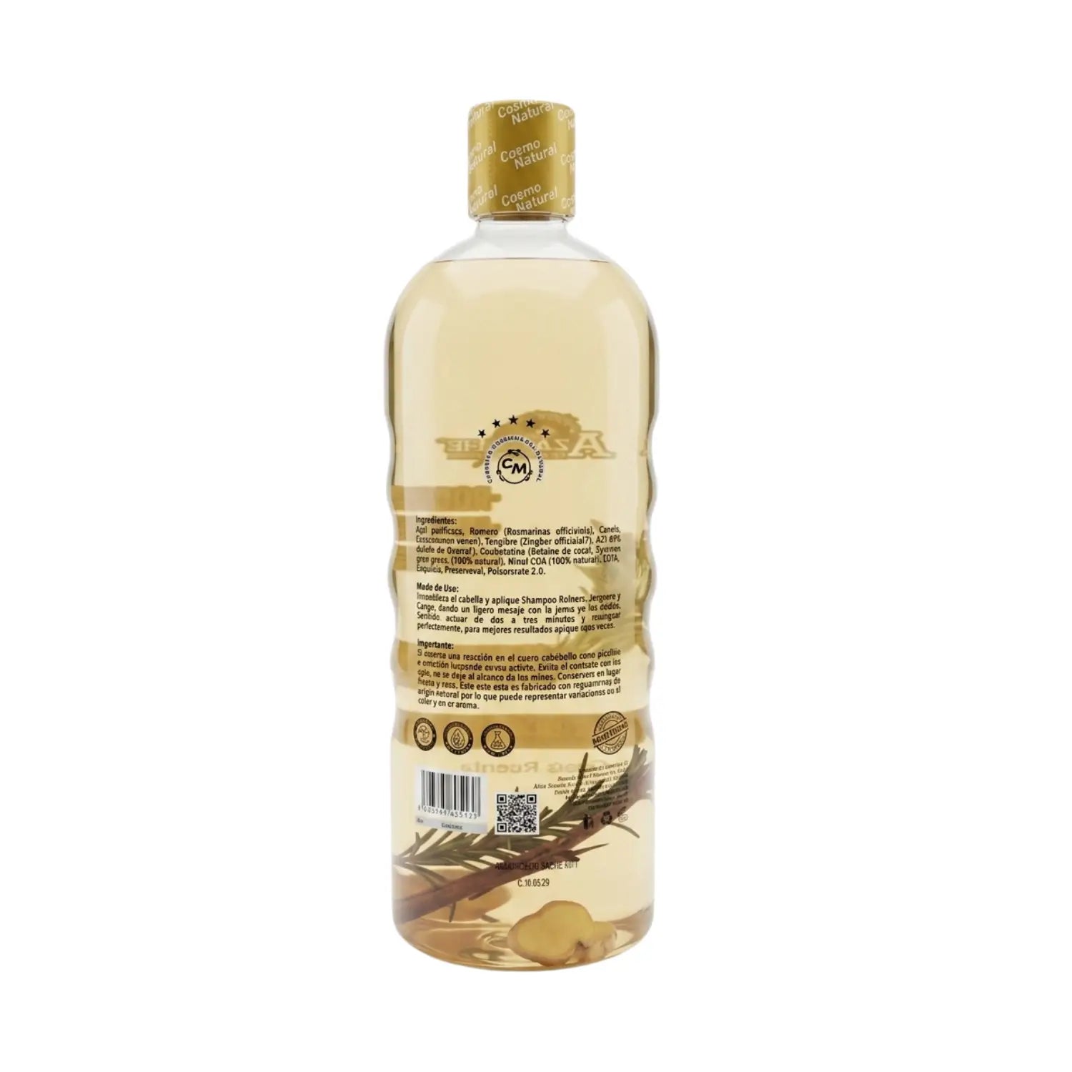 Shampoo romero, jengibre y canela; 1lt, azabache.