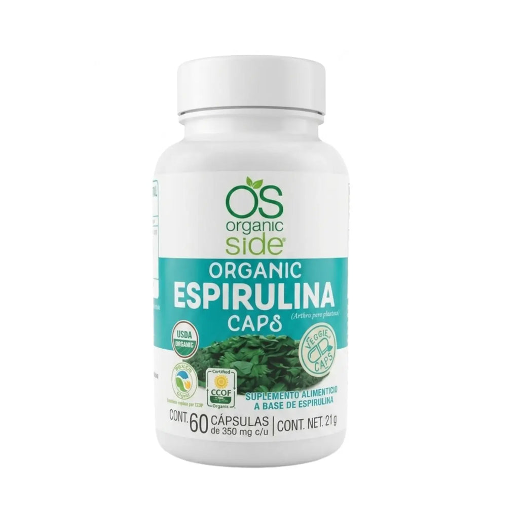 Espirulina; 60 Cápsulas, Organic side.