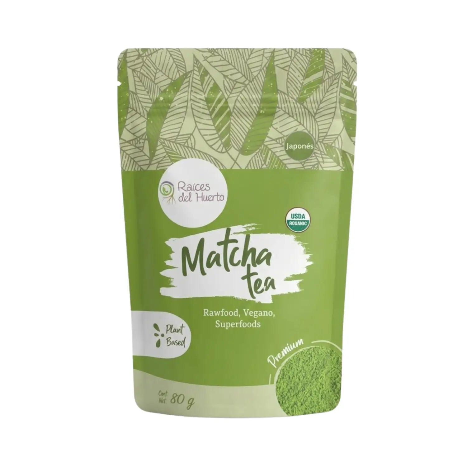 Matcha Organico premiun japones 80gr; Raices del Huerto