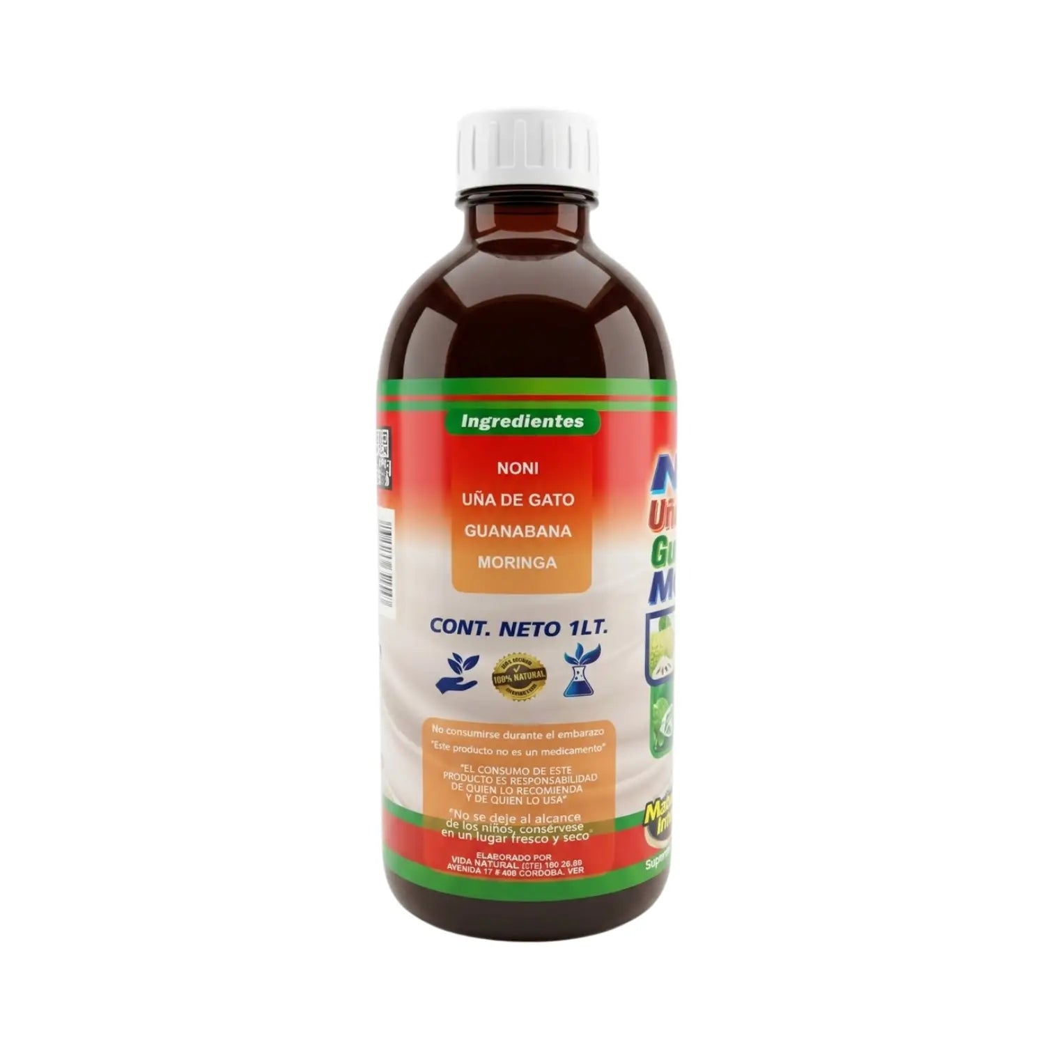 Tonico Noni, Uña de Gato, Guanabana, Moringa;1Lt 4 en1, Vida Natural.