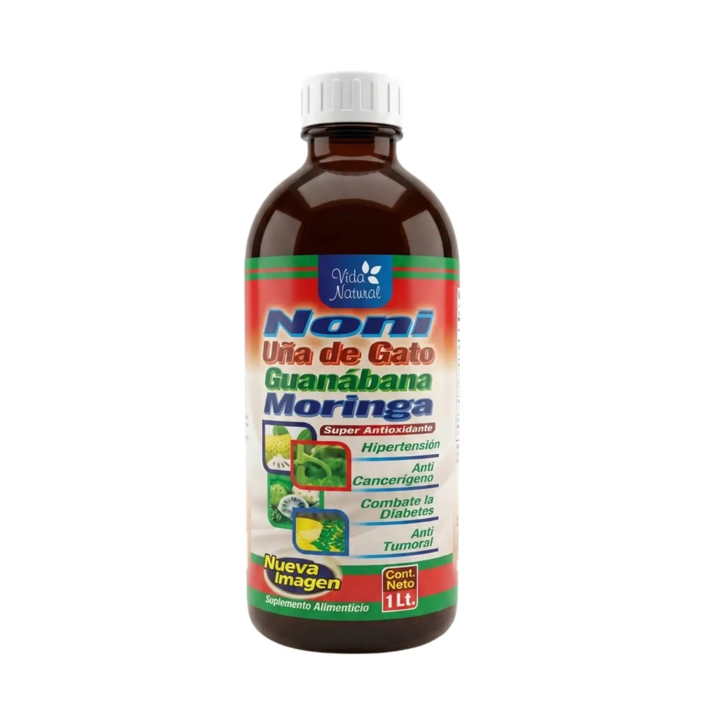 Tonico Noni, Uña de Gato, Guanabana, Moringa;1Lt 4 en1, Vida Natural.