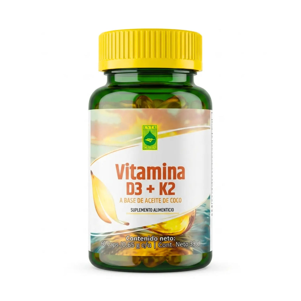 Vitamina D3 + K2 ; 60 cápsulas, Energreen.