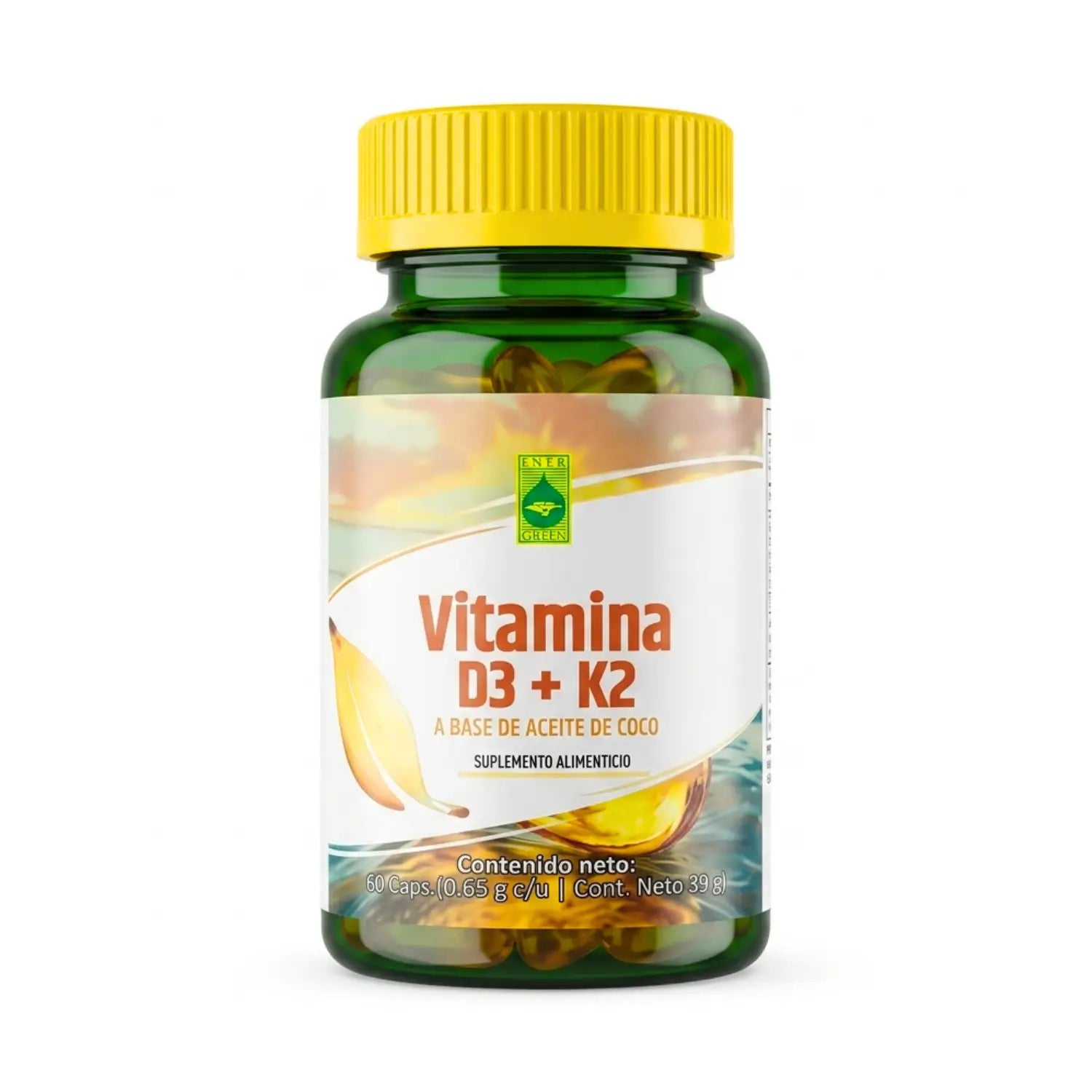 Vitamina D3 + K2 ; 60 cápsulas, Energreen.
