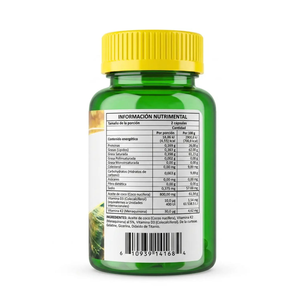 Vitamina D3 + K2 ; 60 cápsulas, Energreen.