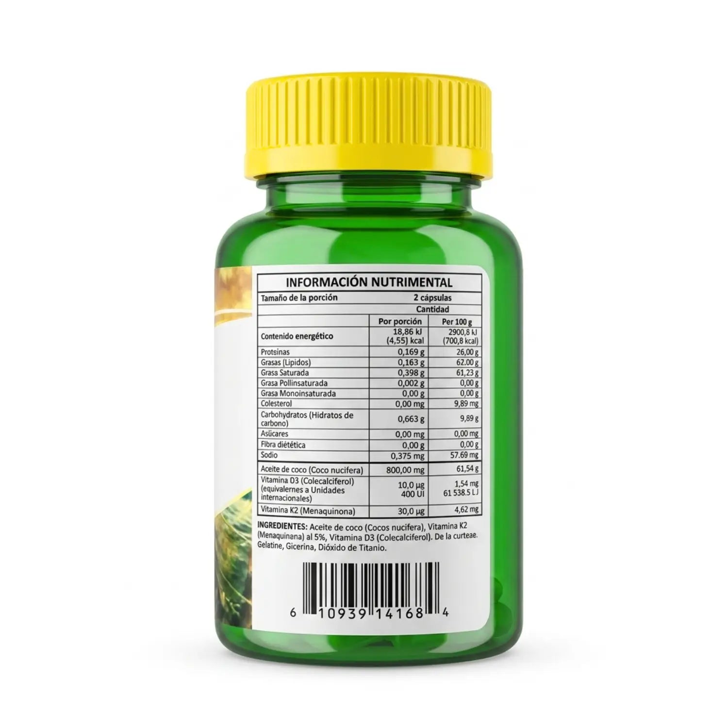 Vitamina D3 + K2 ; 60 cápsulas, Energreen.