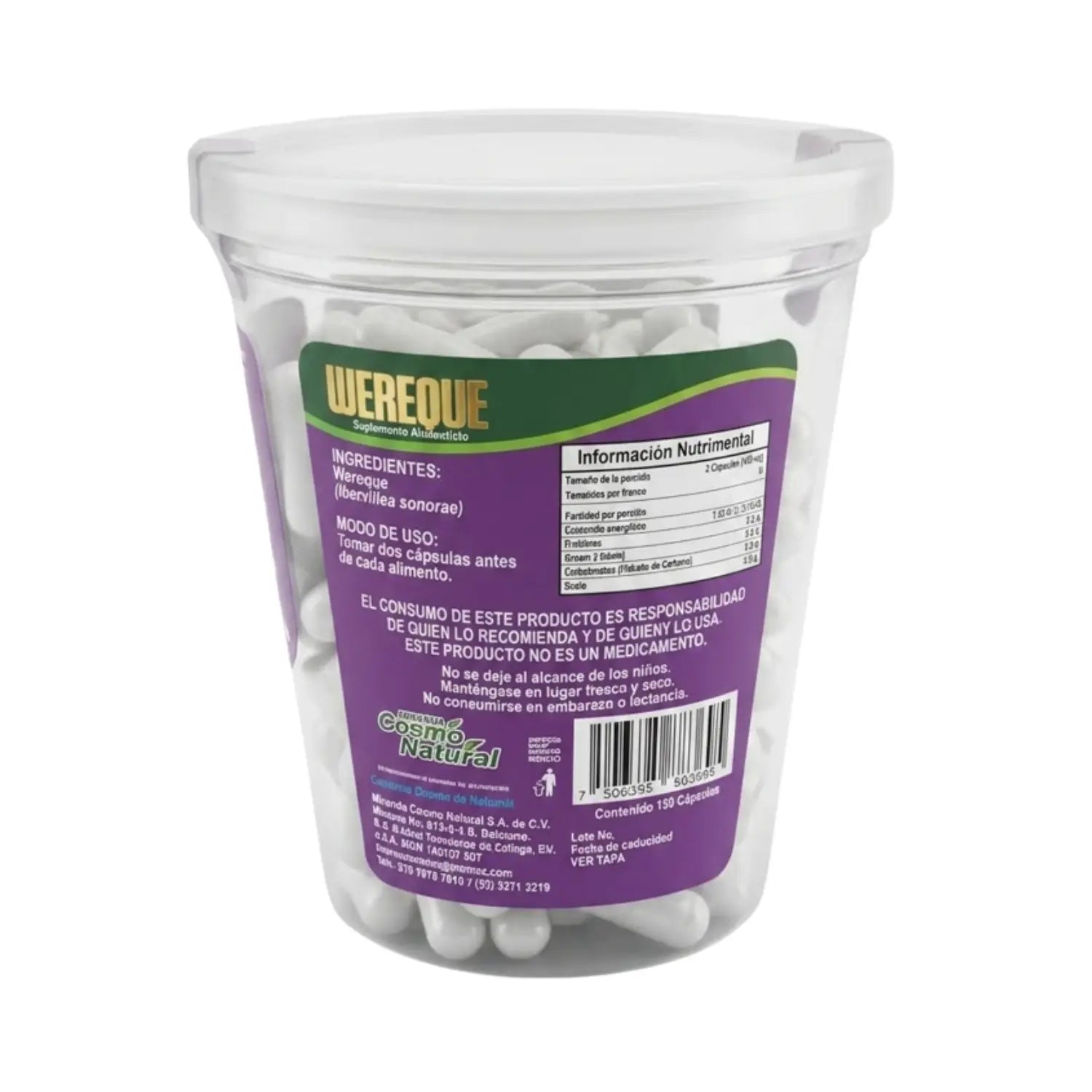 Wereque; 150 Capsulas de 400mg, Cosmo Natural.