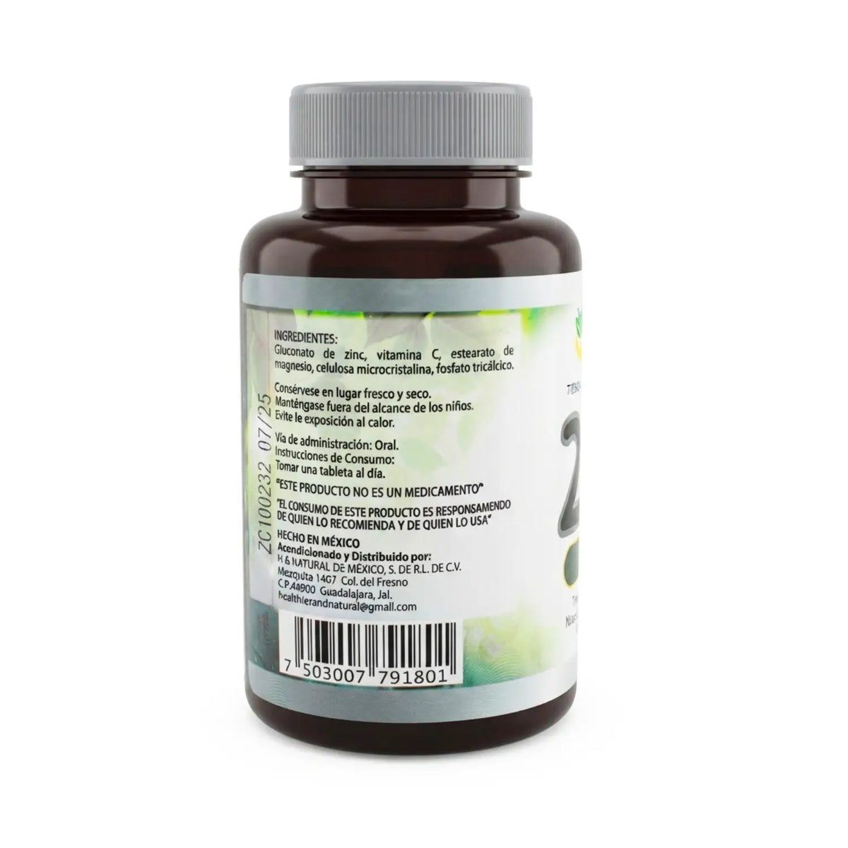 Zinc 20mg+Vit C; 100 Tabs; Healthier Natural
