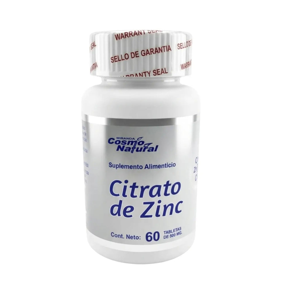Citrato de Zinc; 60 Tabletas, Cosmo Natural.