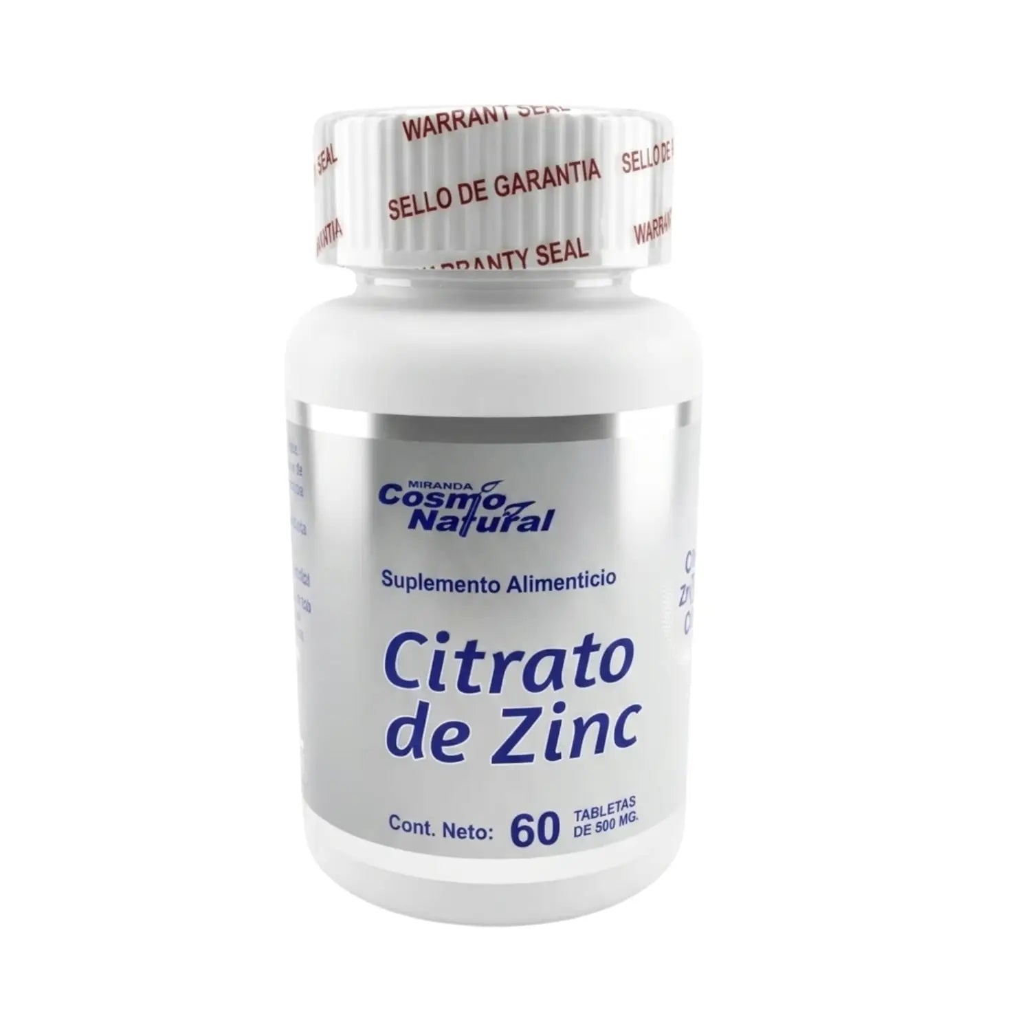 Citrato de Zinc; 60 Tabletas, Cosmo Natural.