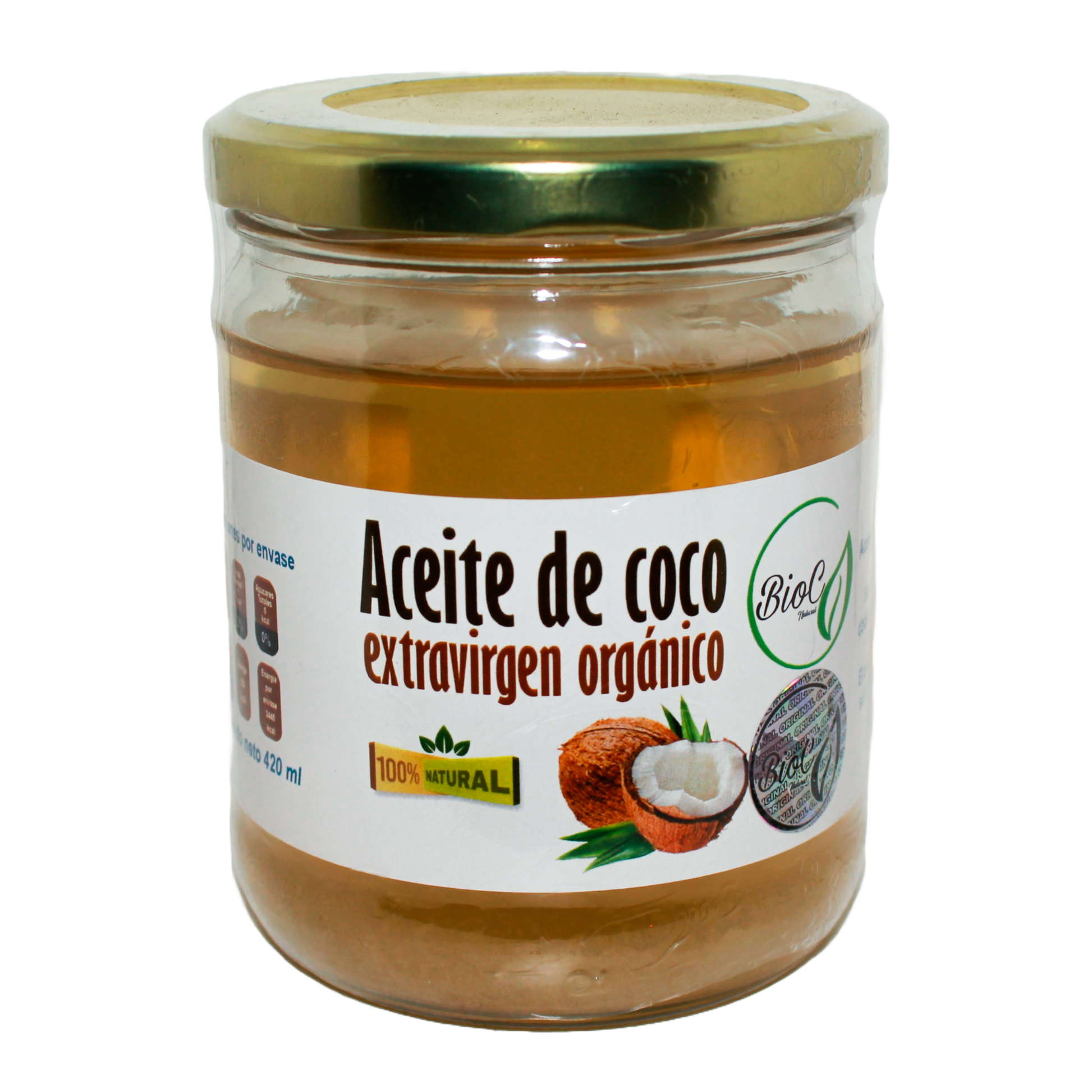 Aceite de Coco, Extravirgen Orgánico; 420ml, BioC.