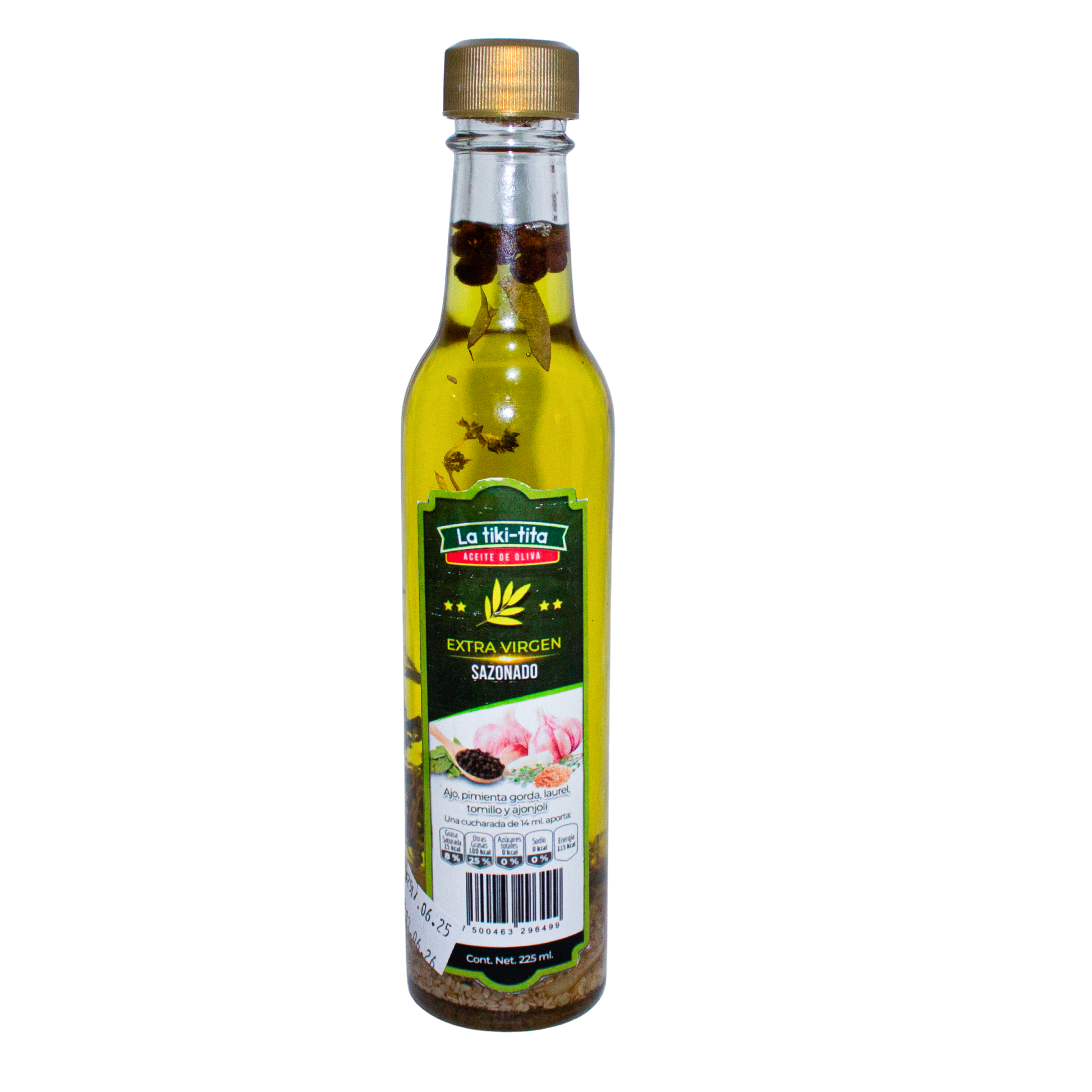 Aceite de oliva extra virgen sazonado 225mL; Tiki tita
