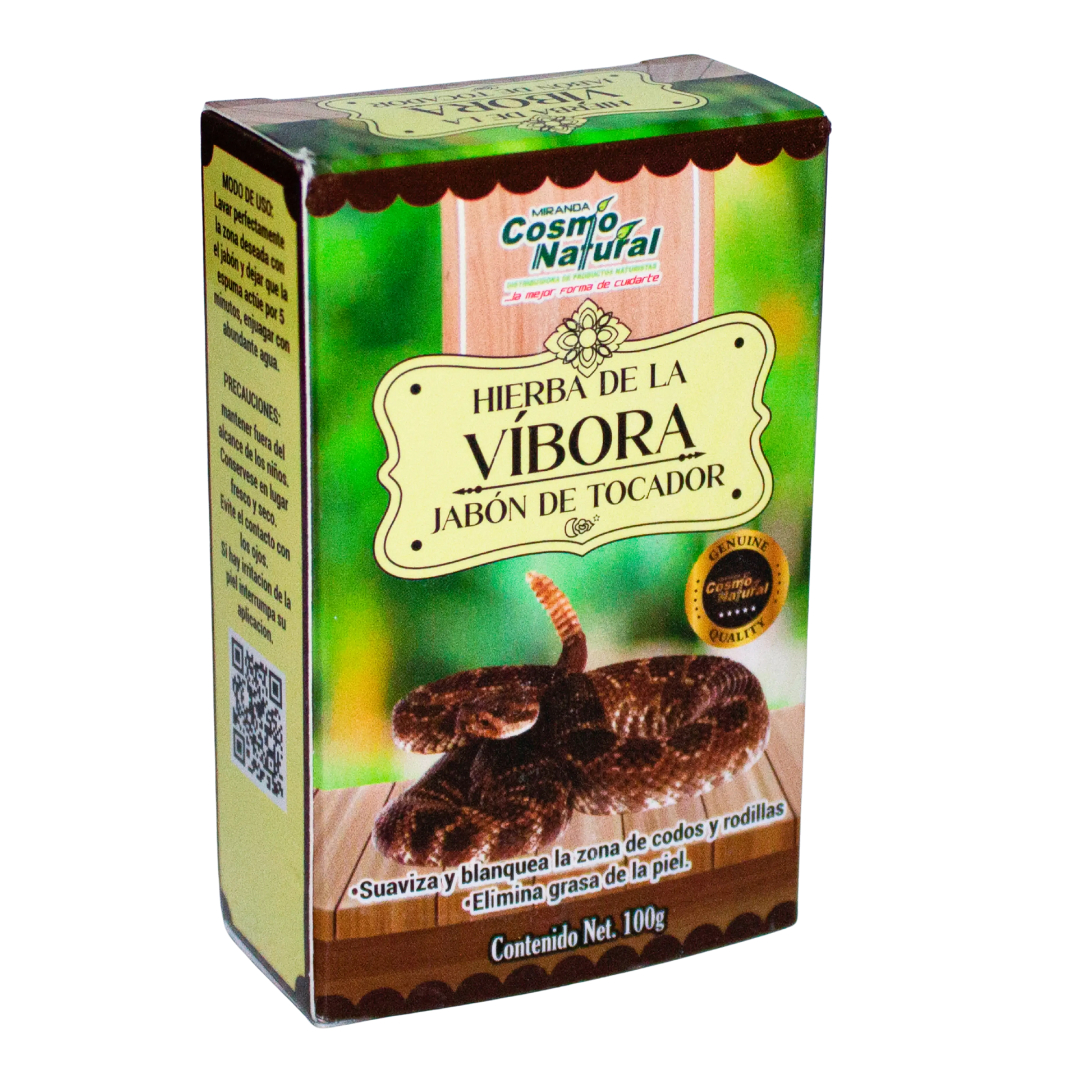 Jabon Vibora de Cascabel; 100grs, Cosmo Natura.
