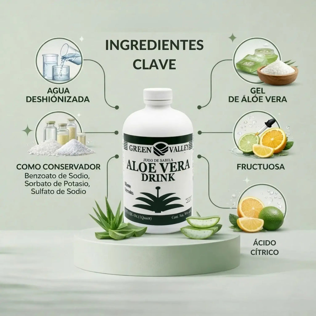 Áloe Vera Drink; 916ml, Green Valley.