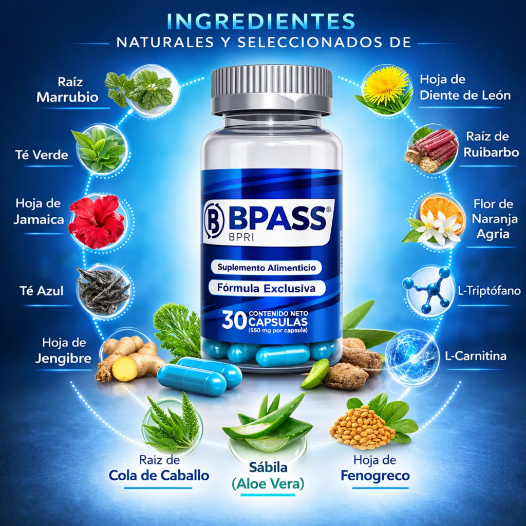 Bypass, Bpri Azul ;30 Capsulas de 500 mg, BPRI Company.