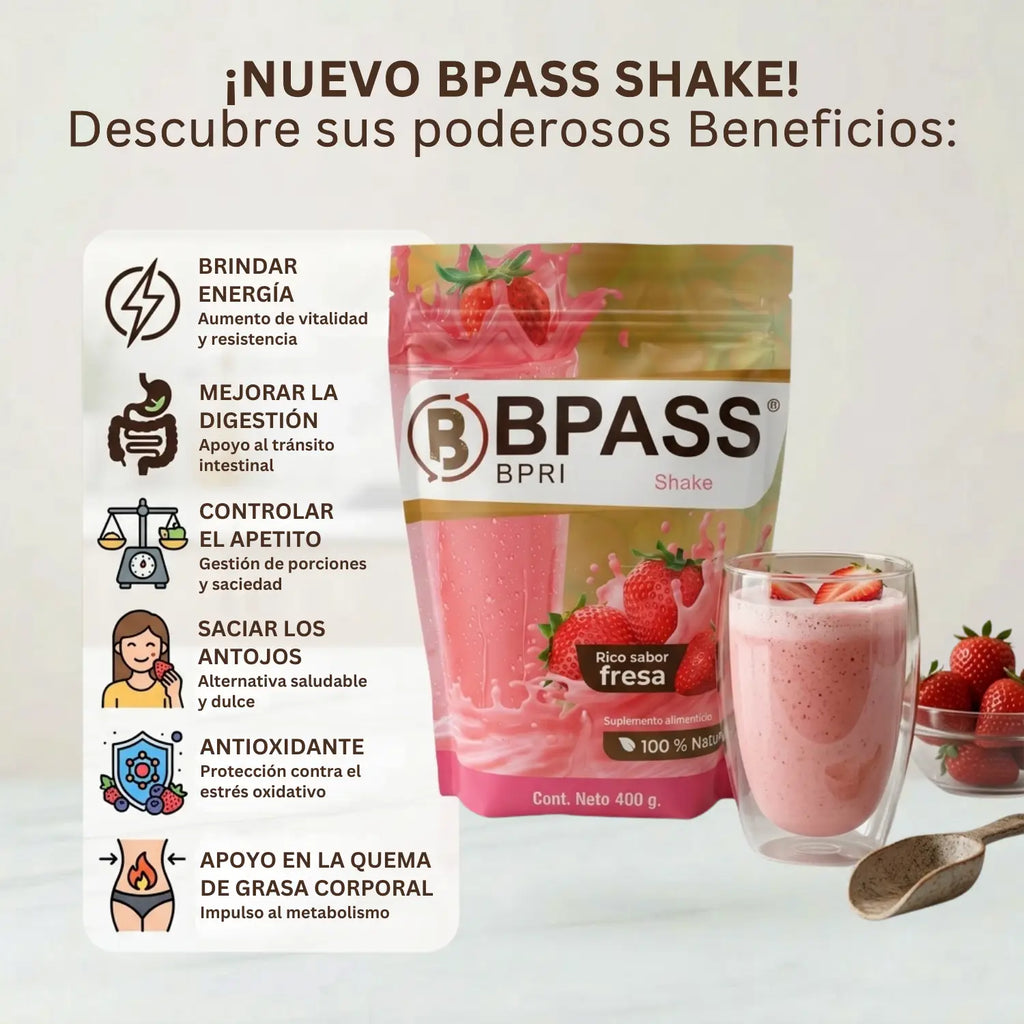 Malteada BPass Sabor Fresa; 400gr.