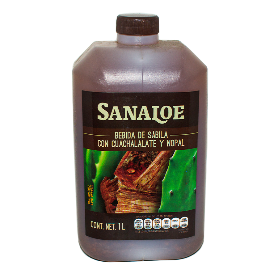 Bebida Sábila,Cuachalalate, Nopal; 1Lt, Sanaloe.