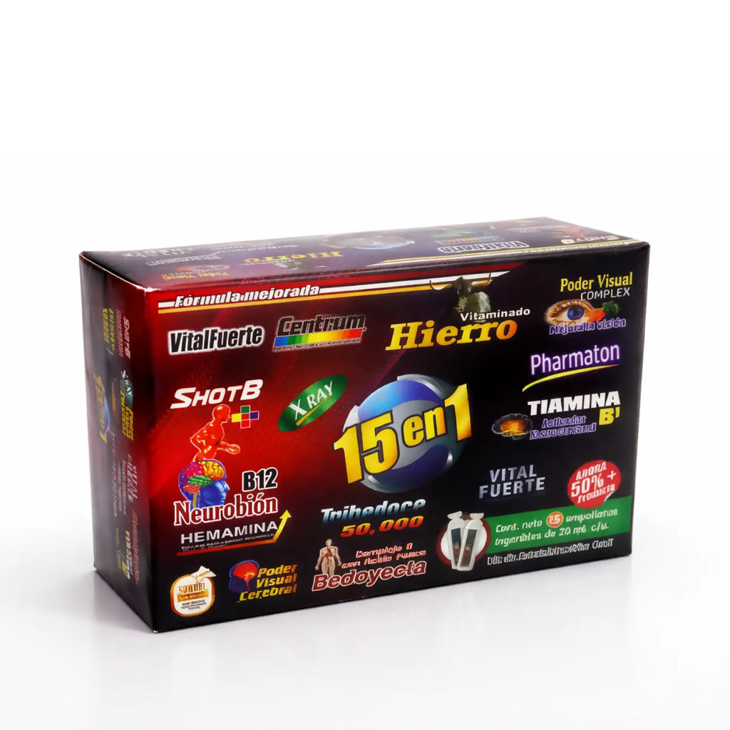 Bedoyecta 15 en 1 ; 15 ampolletas de 20mL.