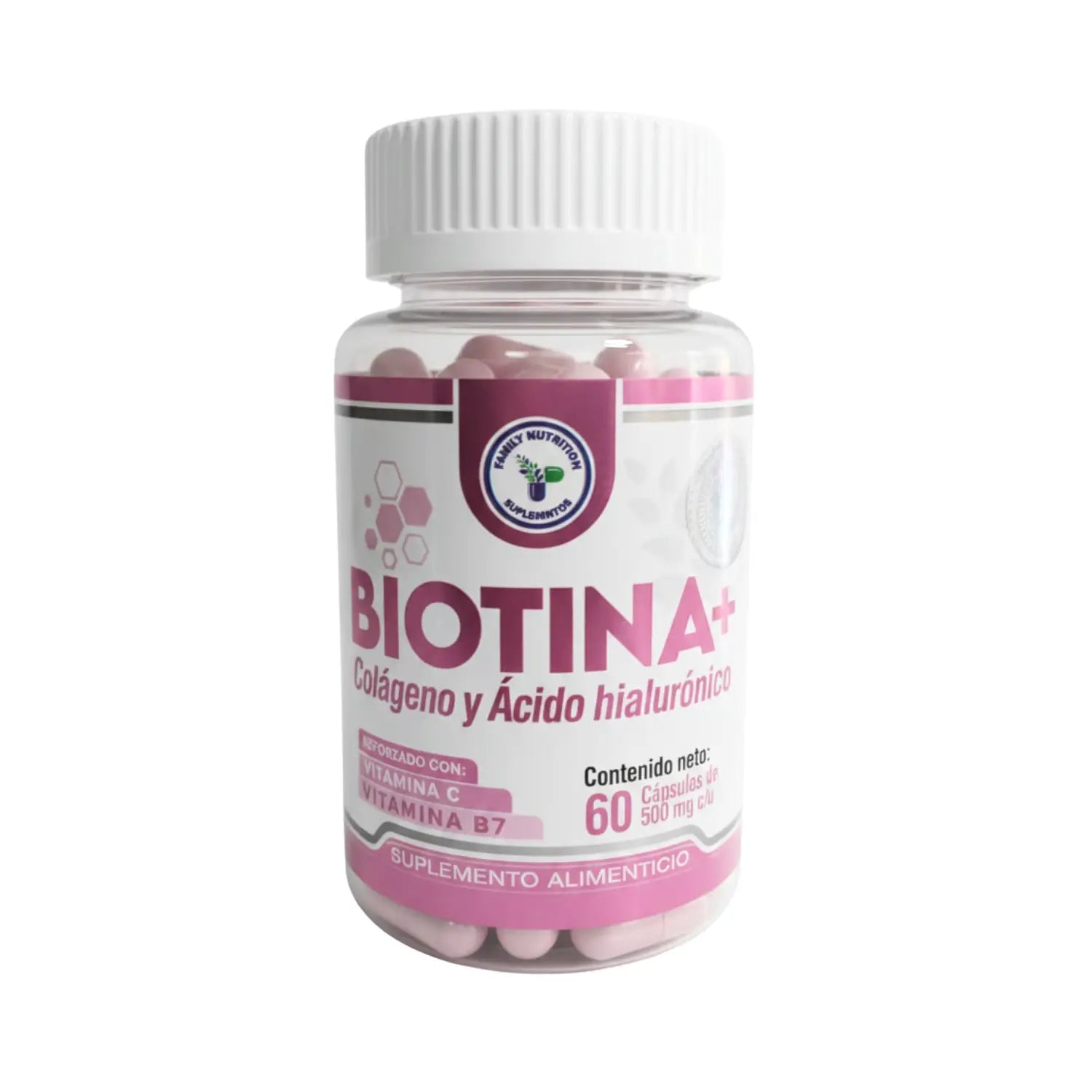 Biotina, colageno y AH; 60 Caps; Nutrition