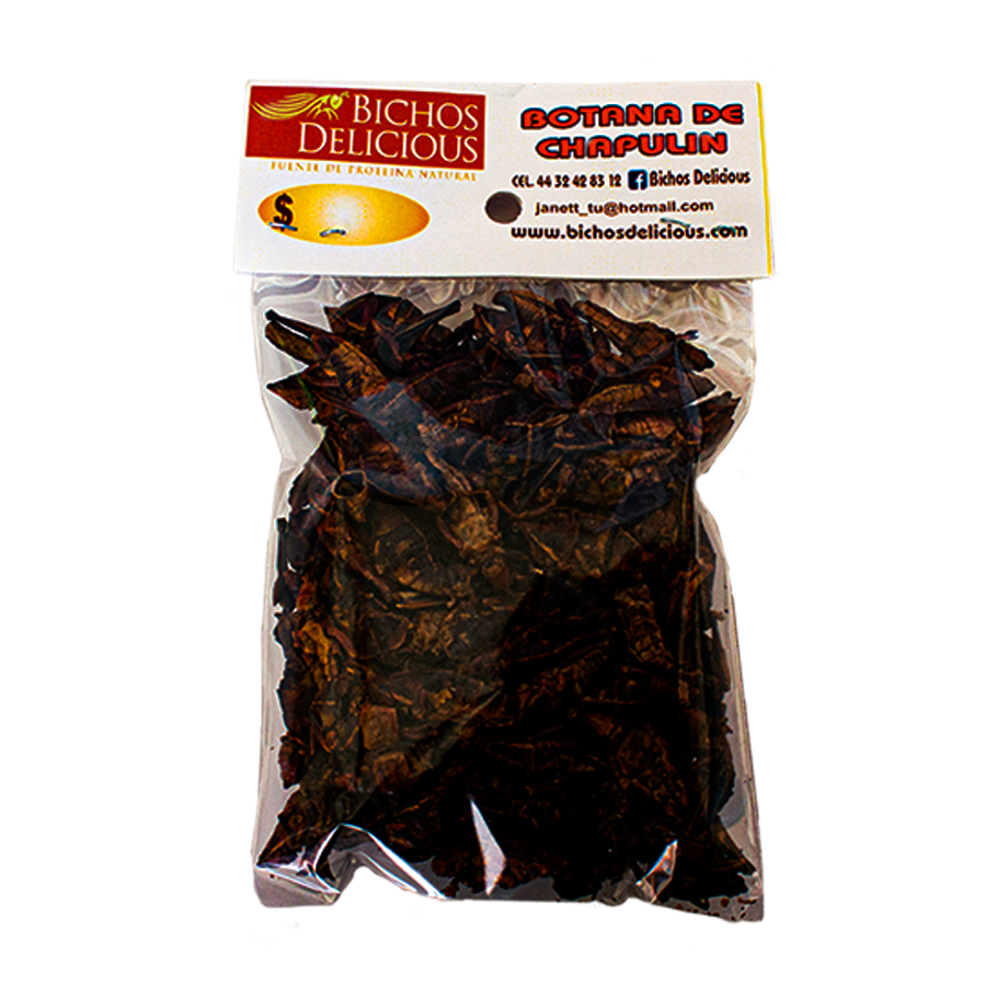Botana de Chapulin,20 gramos, Bichos Deliciosos.