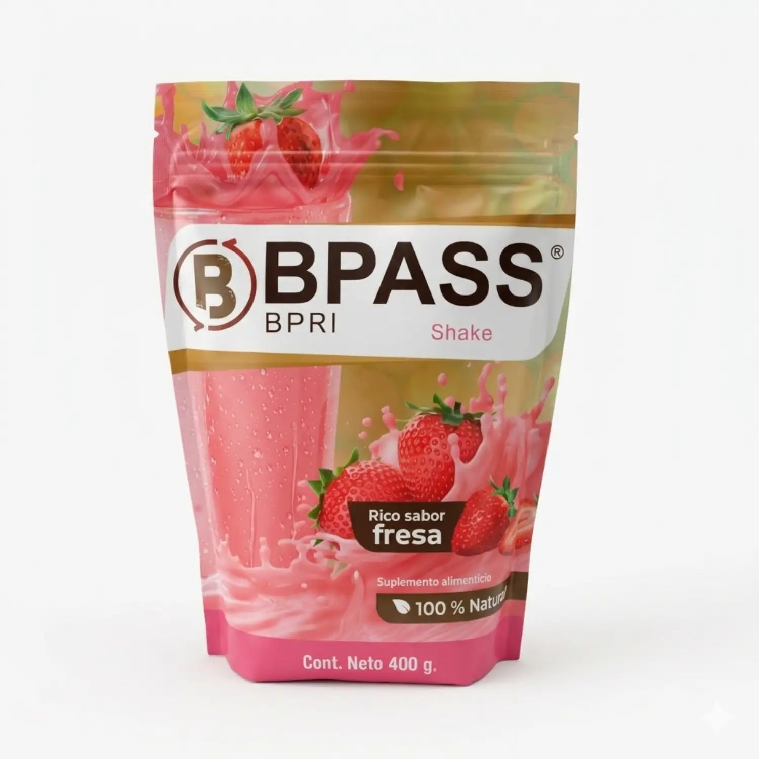 Malteada BPass Sabor Fresa; 400gr.