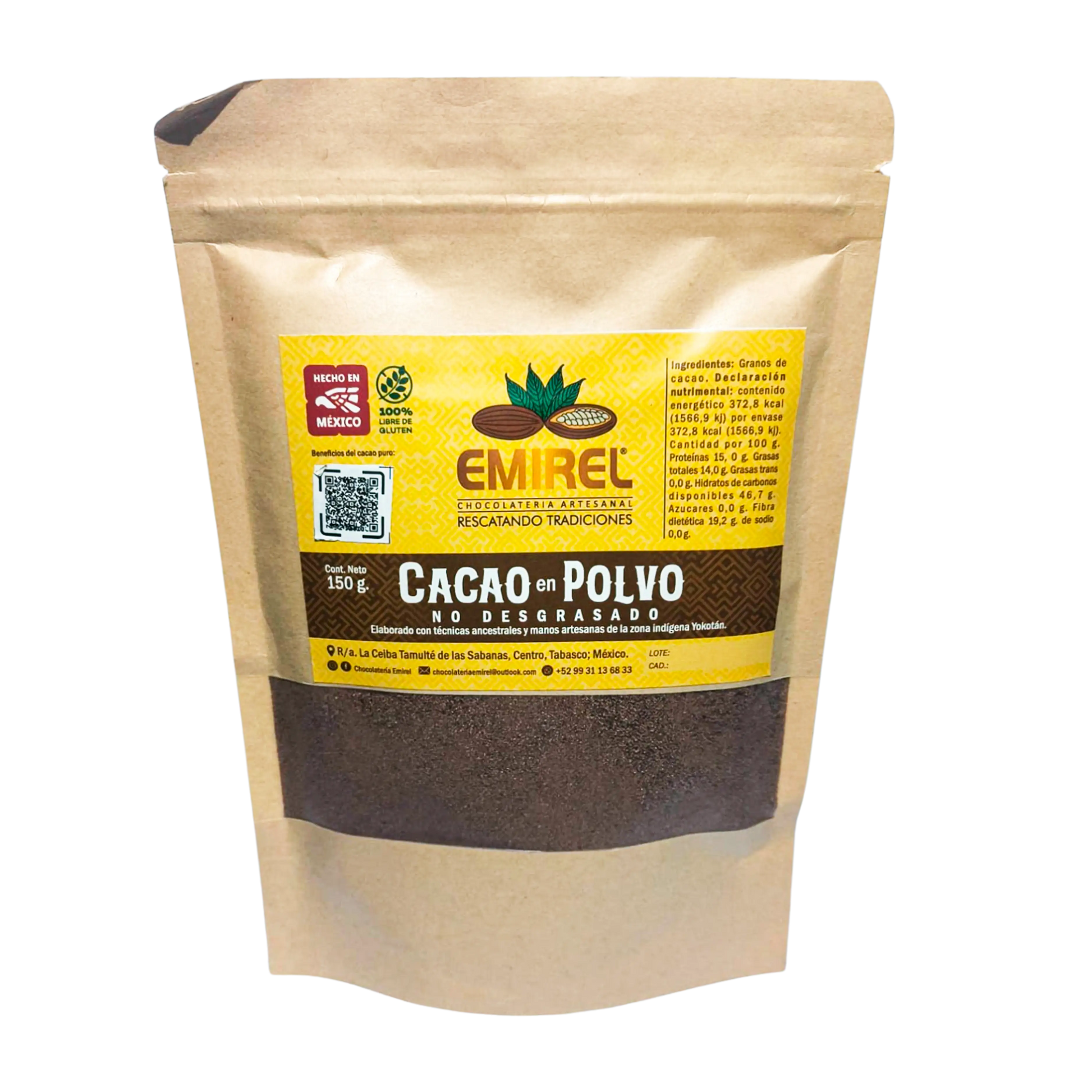 Cacao en polvo; 150gr, Emirel ( No desgrasado )