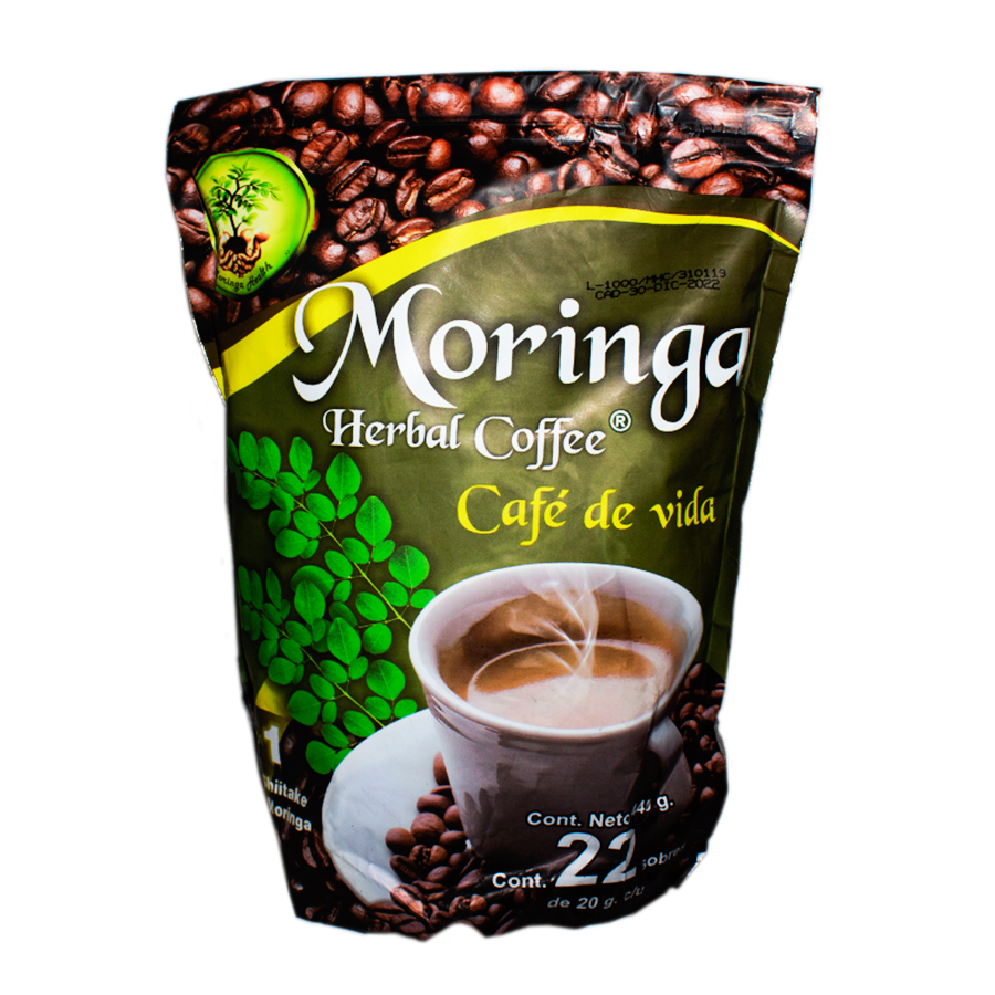Moringa Café de Vida; 22 sobres de 20 grs, Herbal Coffee.